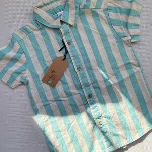 Carter's Aqua and White Striped Button Down Shirt